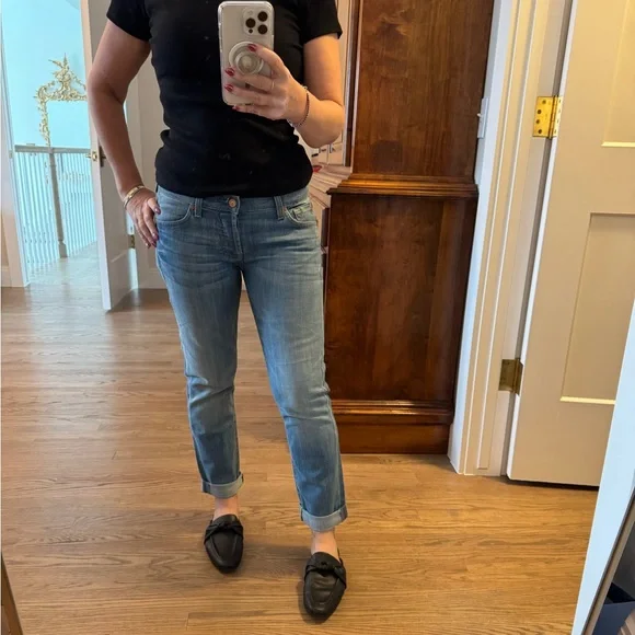 7 For All Mankind Low Rise Skinny Boyfriend Jeans, Size 25 - Picture 2 of 8